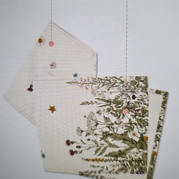 NWT Antique Herbs & Wild Flowers Summer Table Runner 13x48 inch Off White - Picture 5 of 9